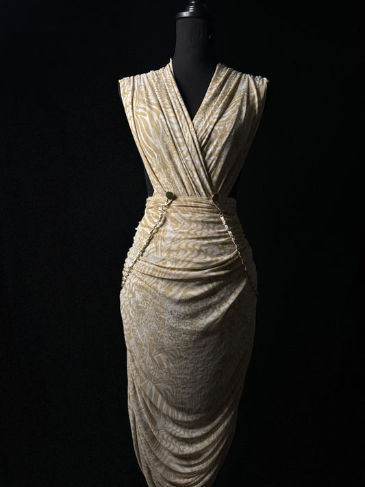 Beige and Tan Dress - Jarix Fashions