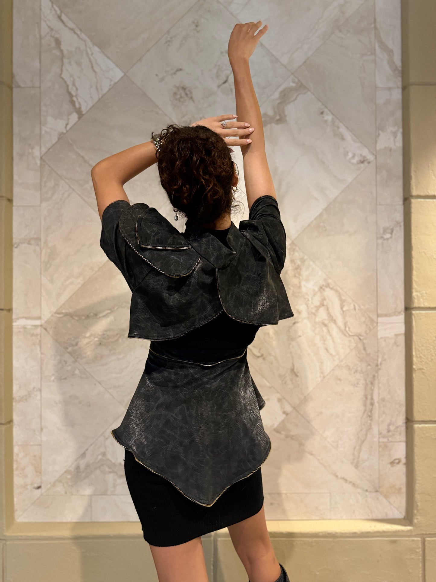 Leather Snakeskin Inspired Jacket - Jarix Fashions