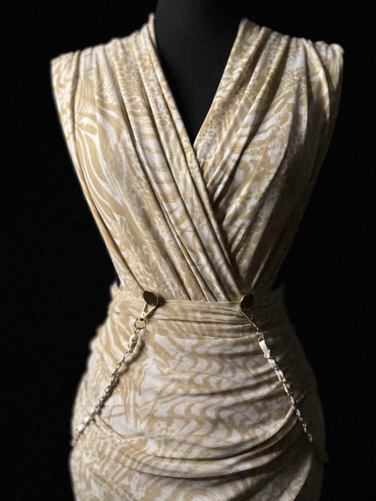 Beige and Tan Dress - Jarix Fashions