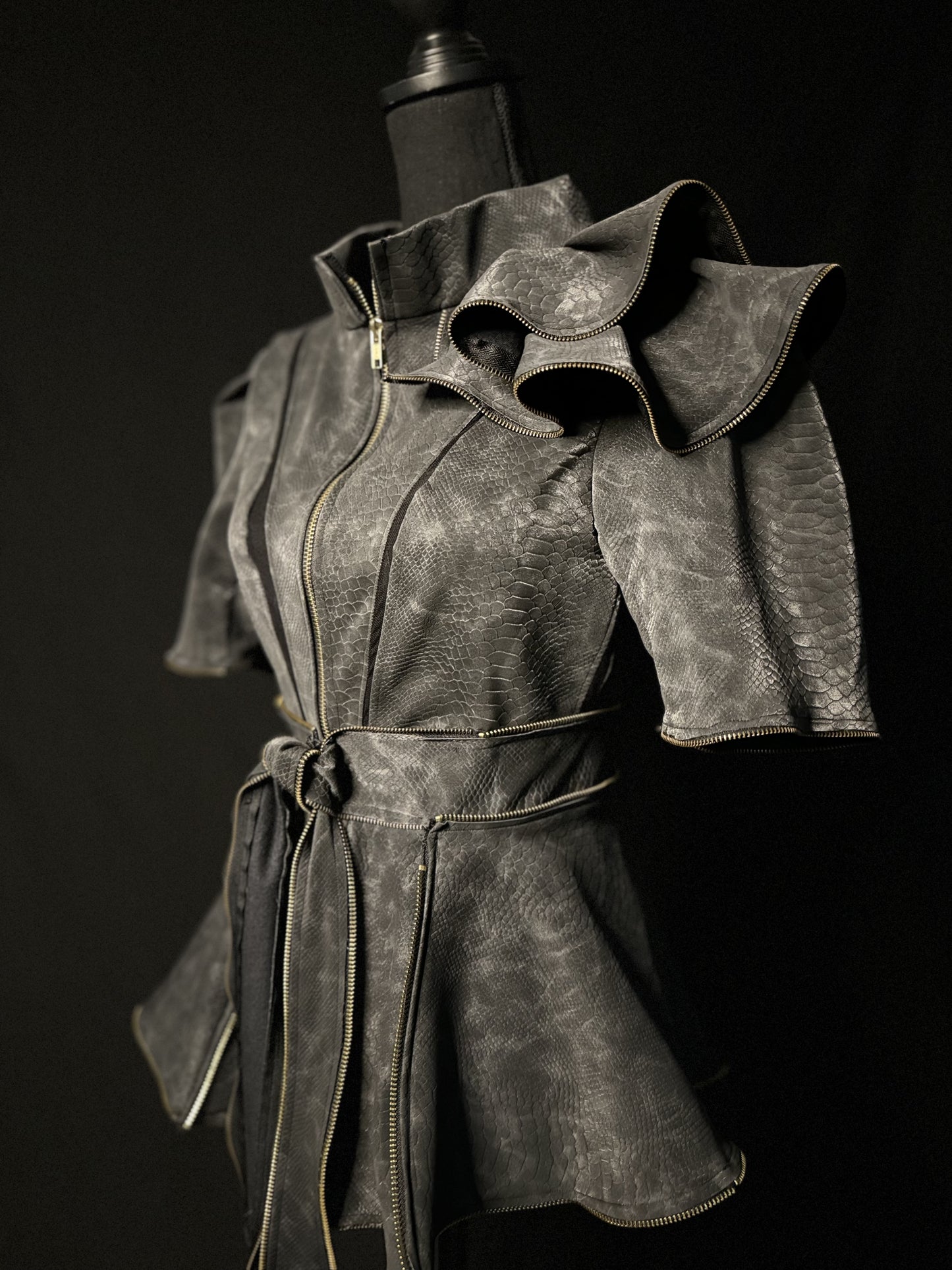 Leather Snakeskin Inspired Jacket - Jarix Fashions
