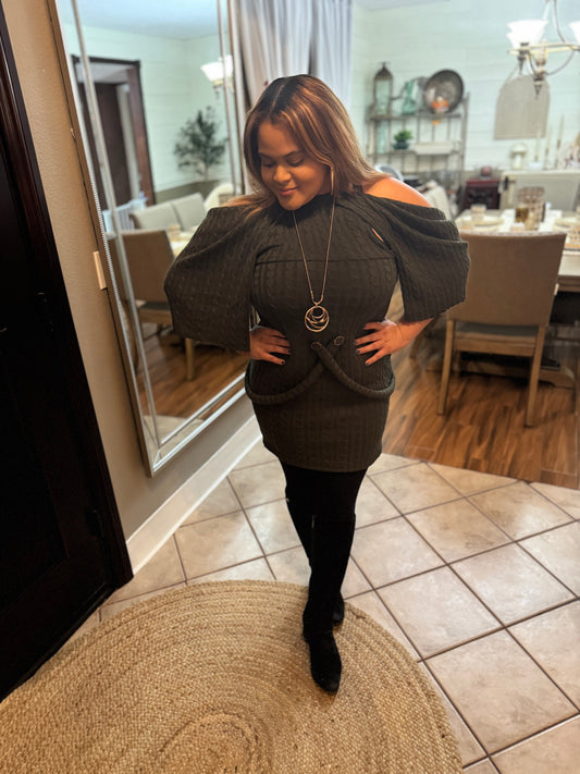 Olive Green Sweater Dress - Jarix Fashions