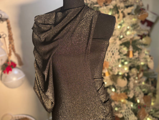 Gold 2 Piece Crossover Gown - Jarix Fashions