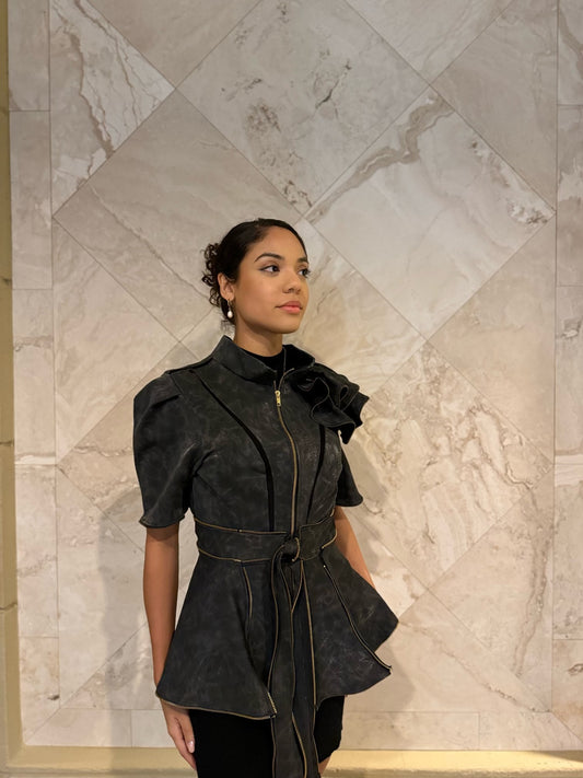 Leather Snakeskin Inspired Jacket - Jarix Fashions