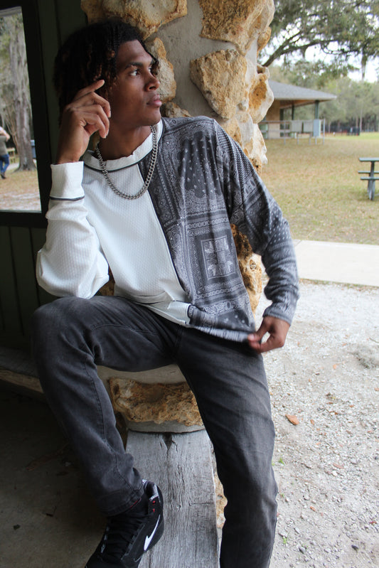 Colorblock Paisley Zip Sweatshirt - Jarix Fashions