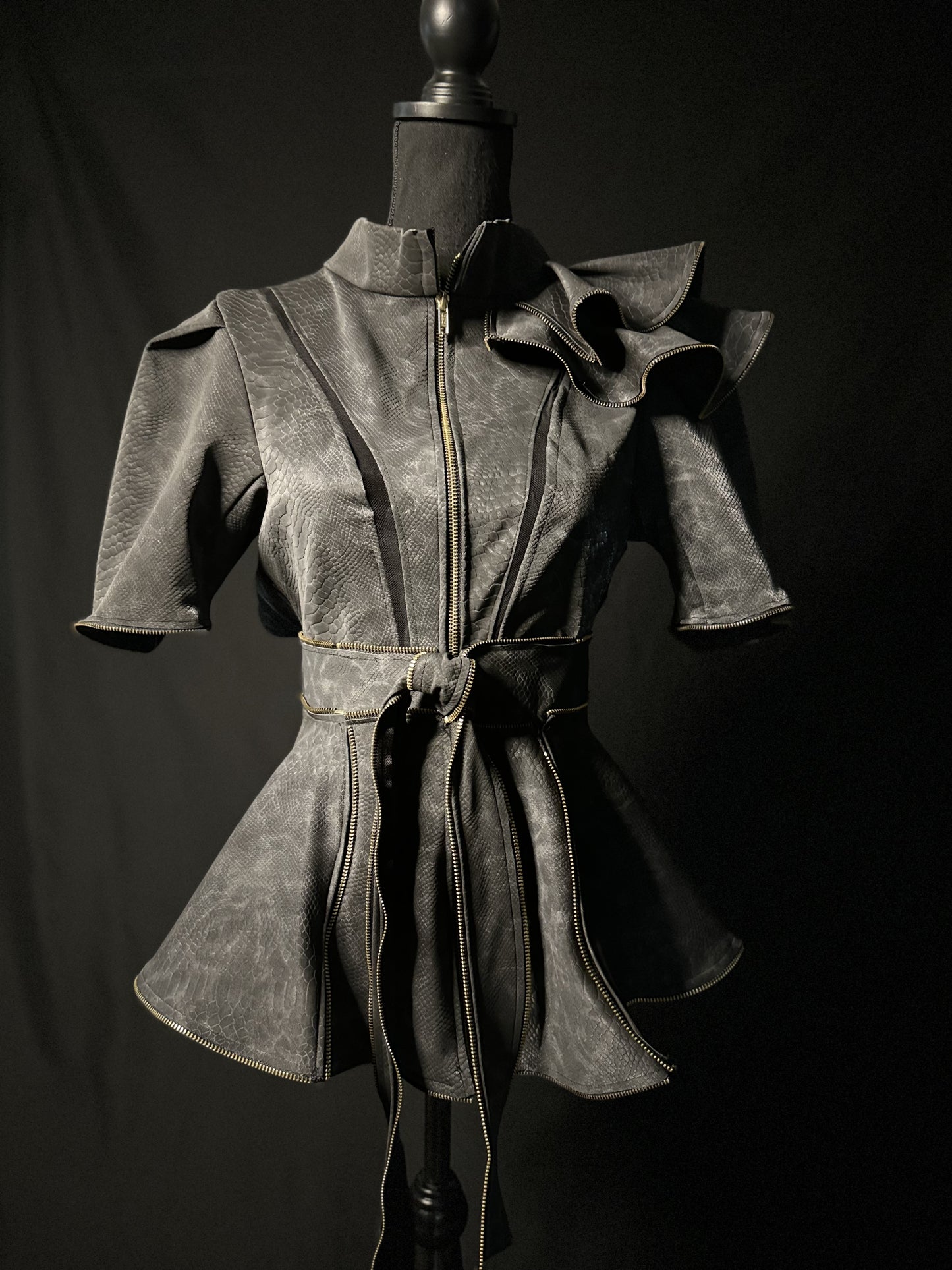 Leather Snakeskin Inspired Jacket - Jarix Fashions