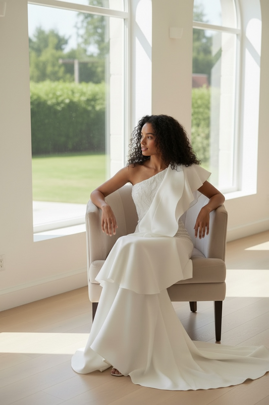Ivory Bloom Ruffle Gown - Jarix Fashions