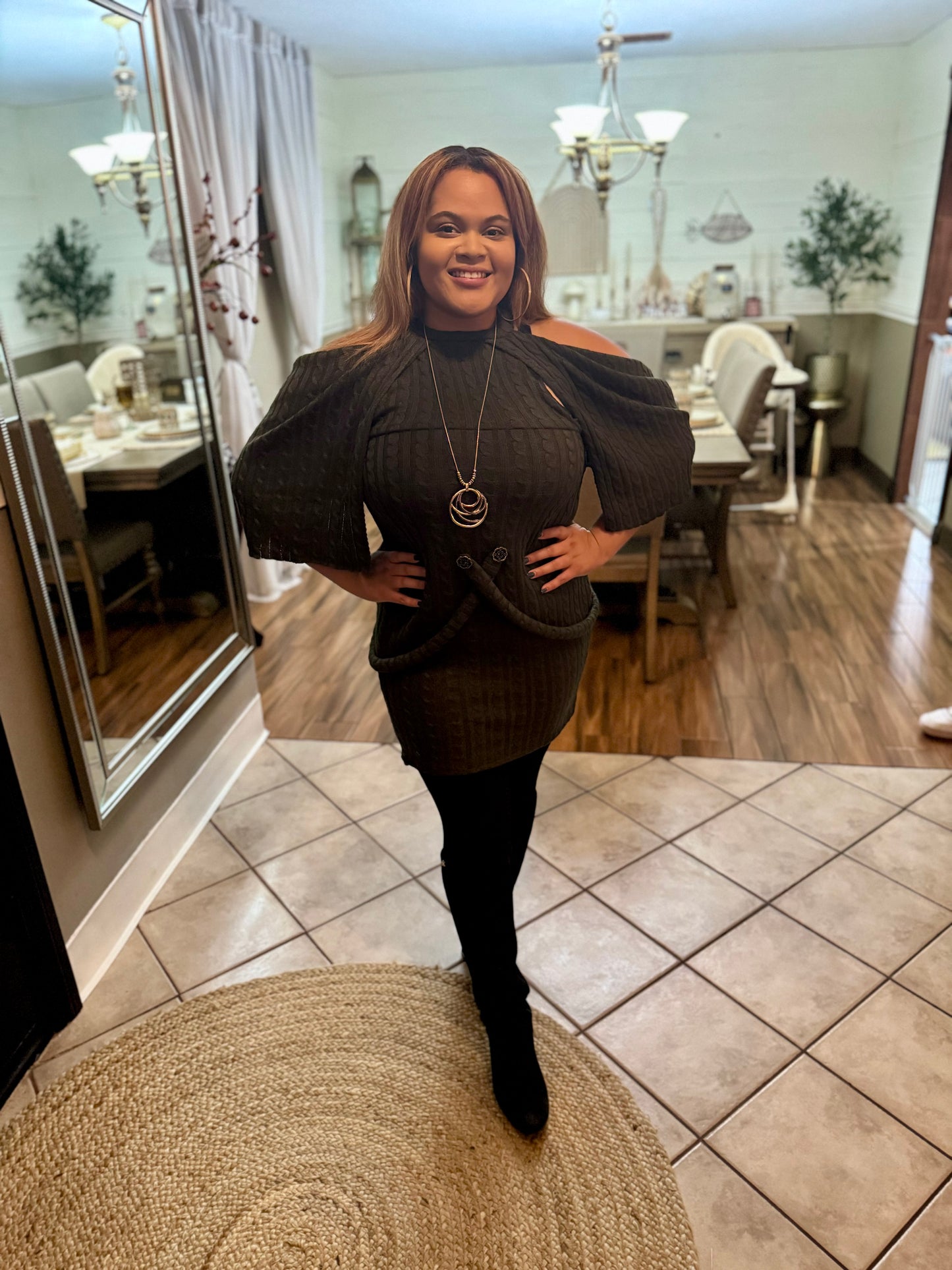 Olive Green Sweater Dress - Jarix Fashions