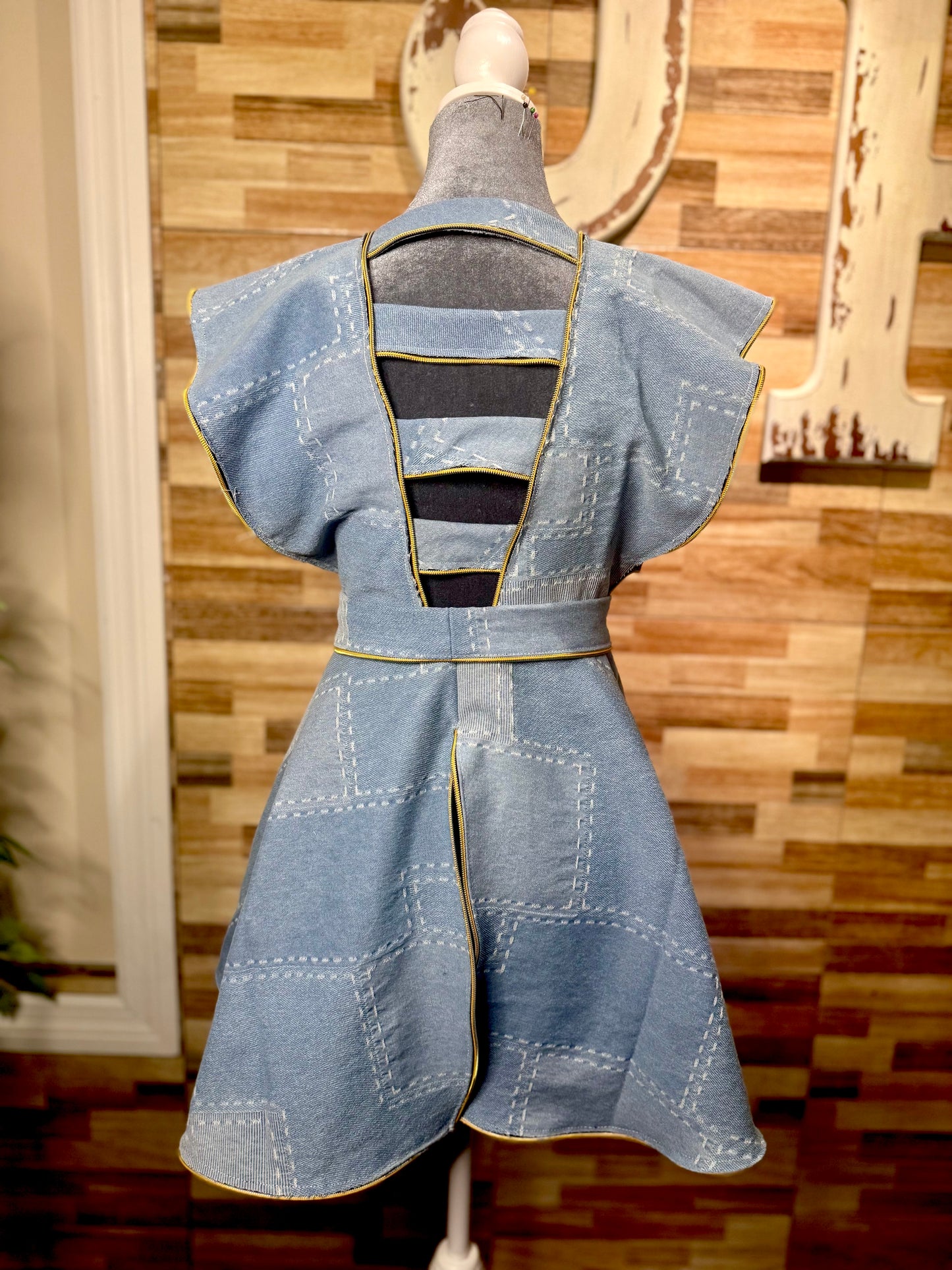 Ruffled Denim Overlay Dress - Jarix Fashions