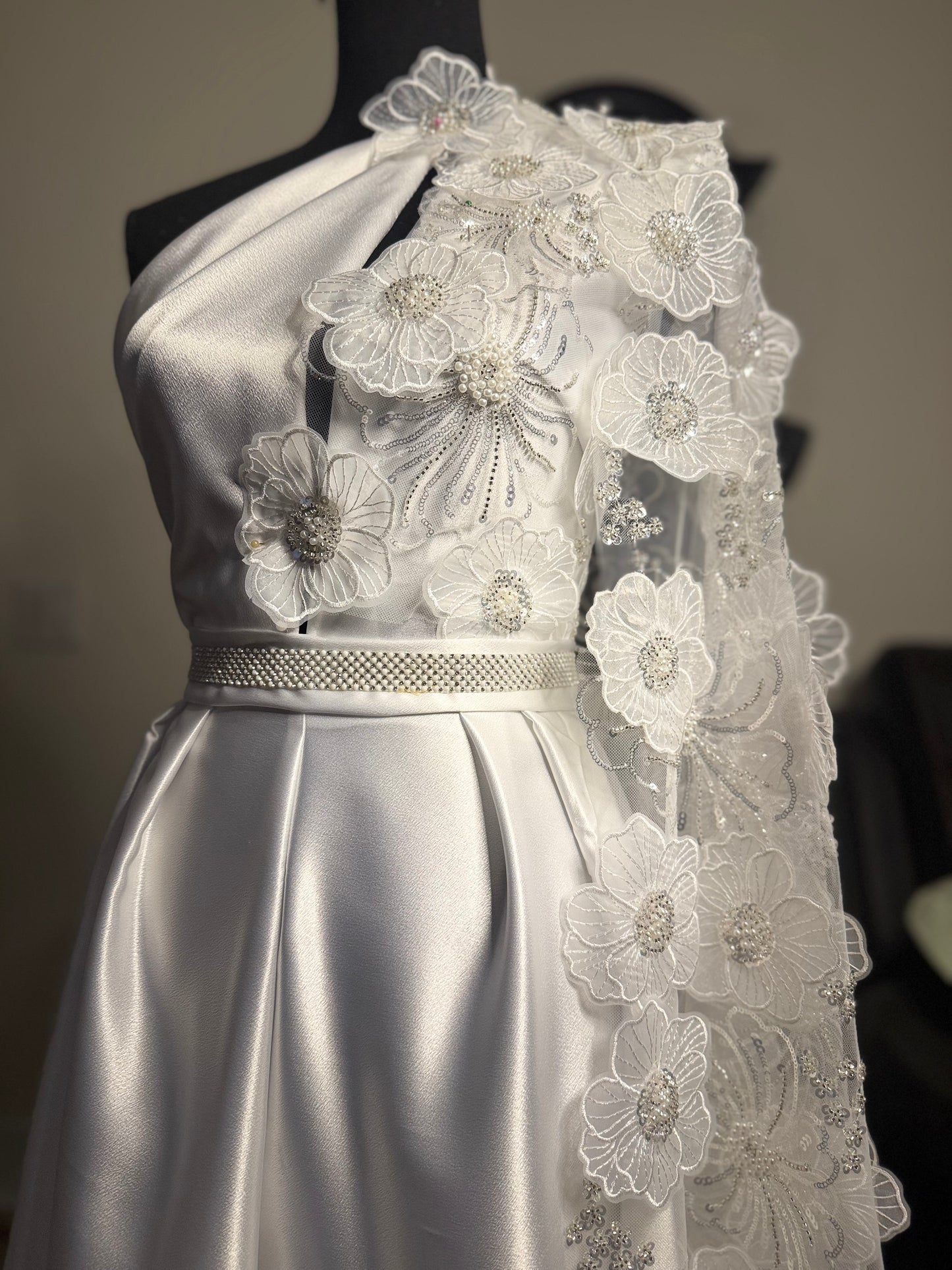 Floral Satin Bridal Romper - Jarix Fashions