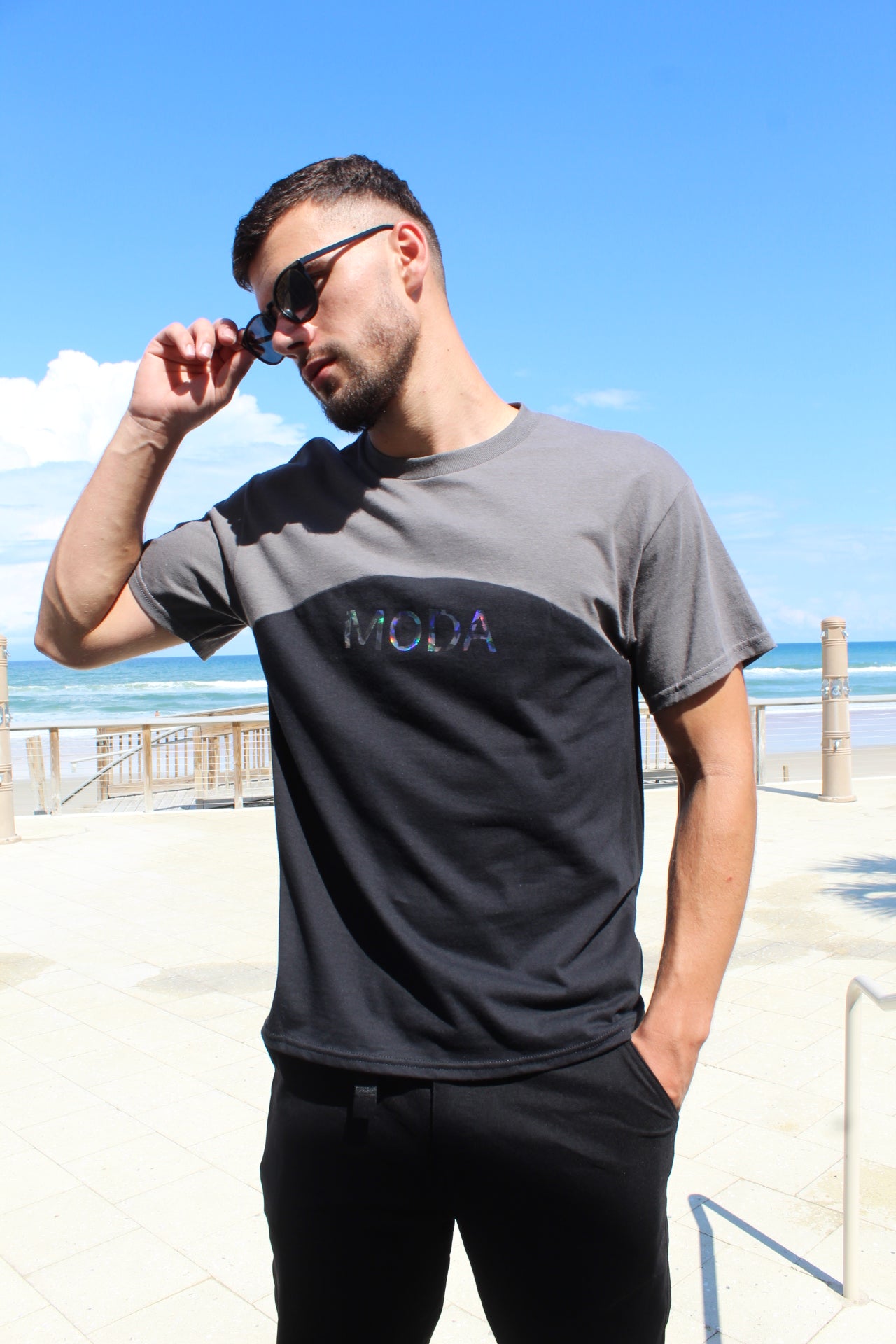 Grey Colorblock Moda Tee - Jarix Fashions
