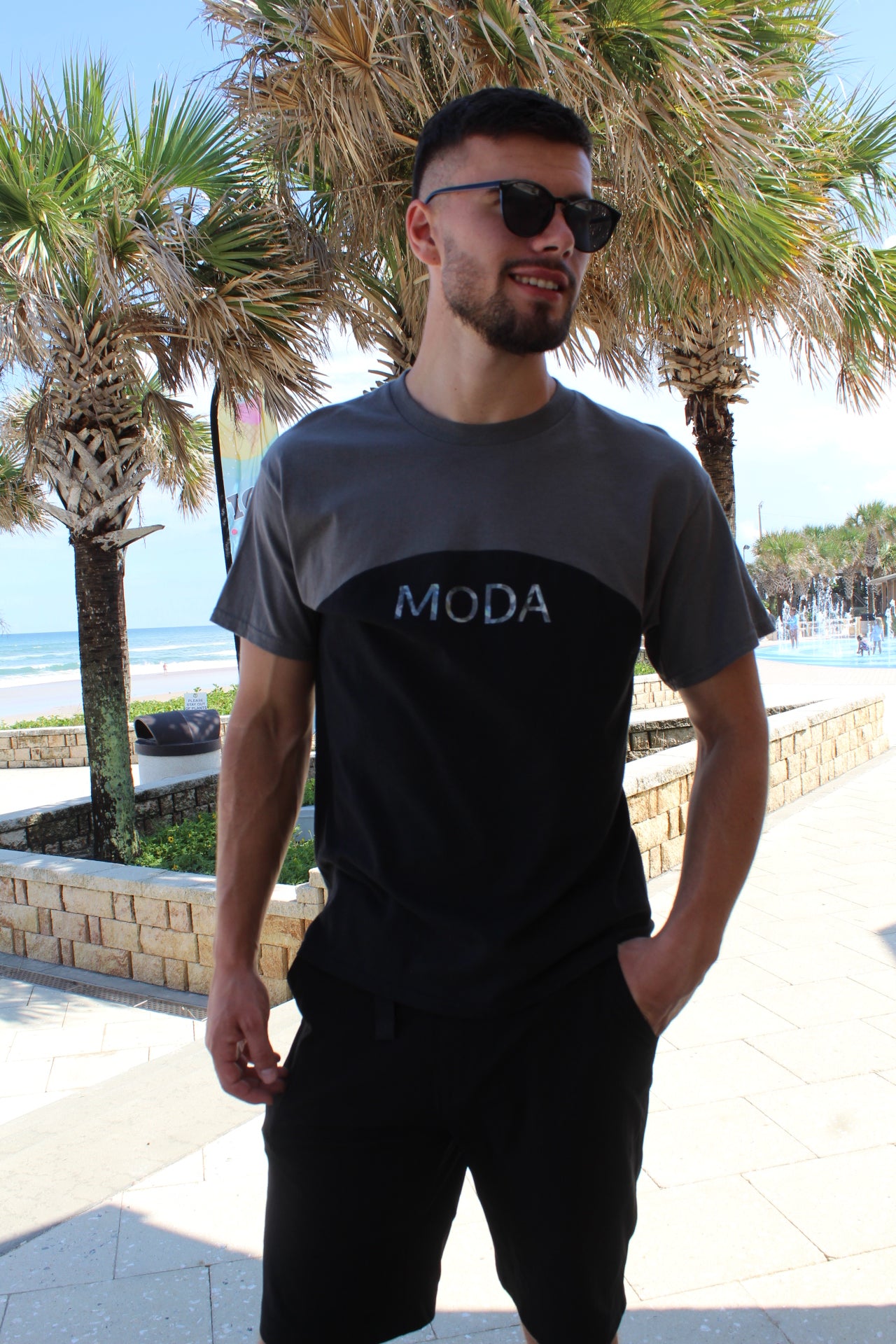 Grey Colorblock Moda Tee - Jarix Fashions