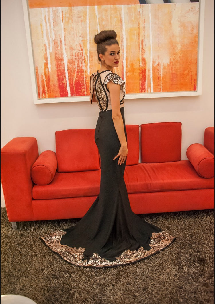 Champagne Mermaid Gown - Jarix Fashions