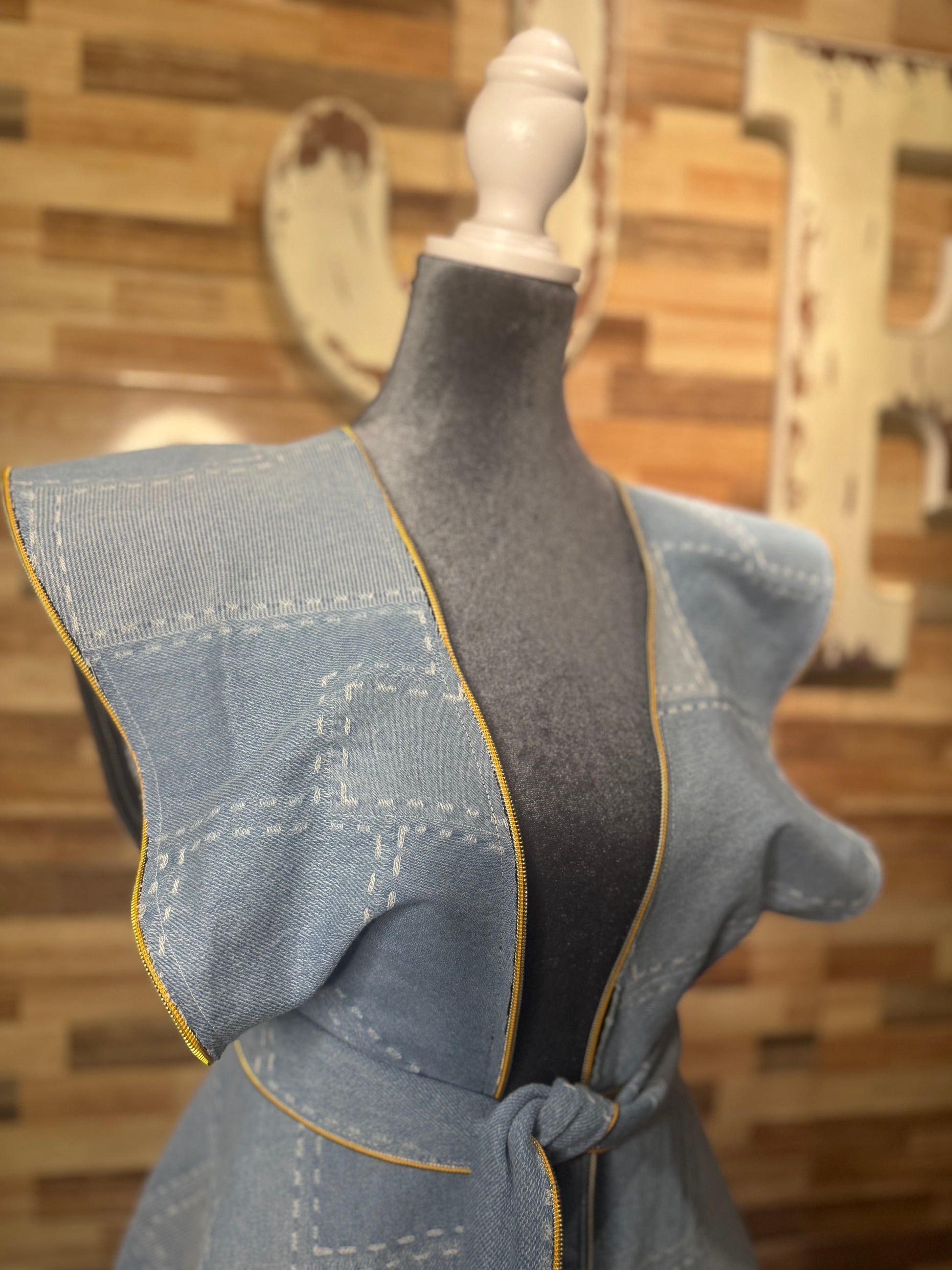 Ruffled Denim Overlay Dress - Jarix Fashions 