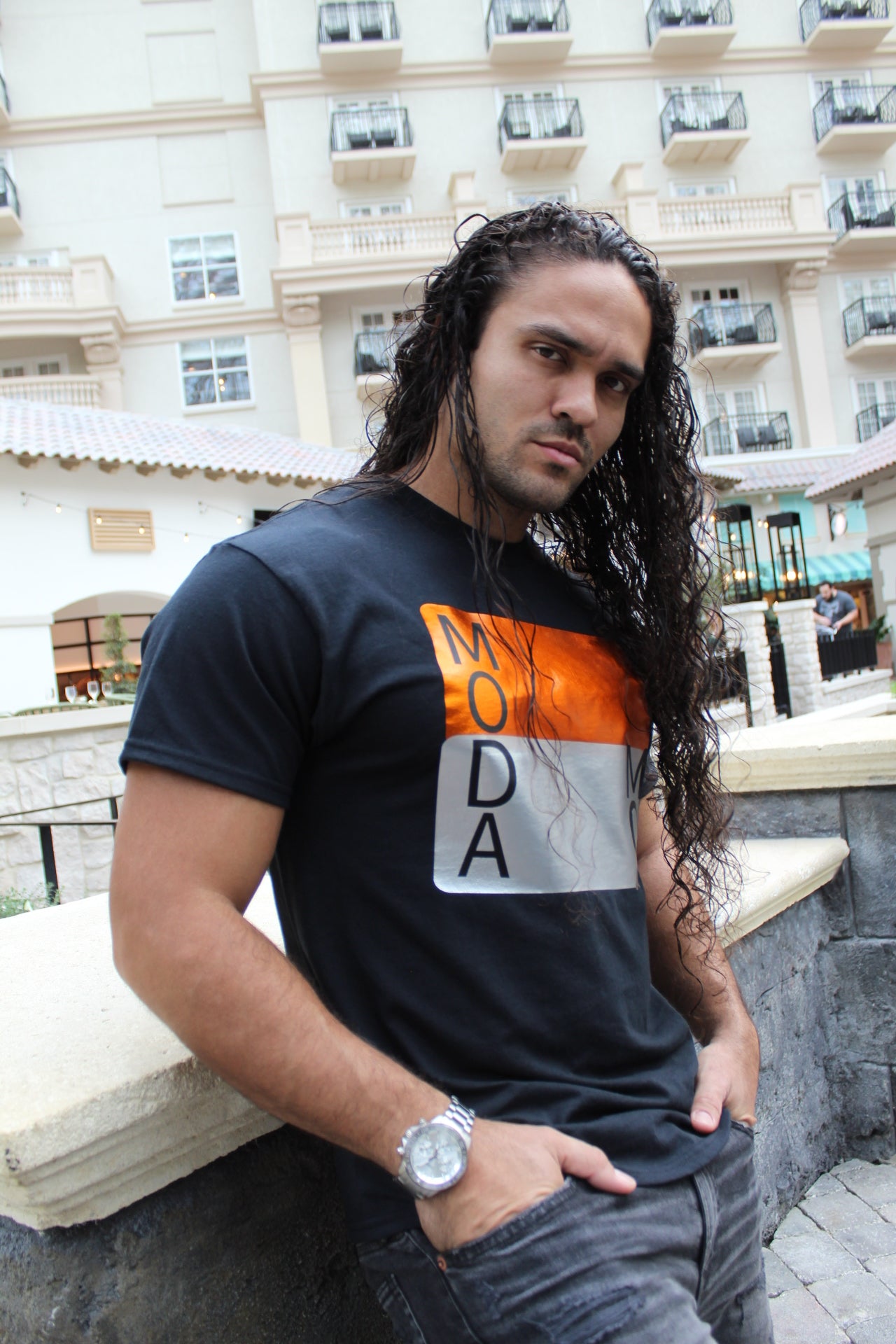 Orange & Silver Moda Tee - Jarix Fashions 