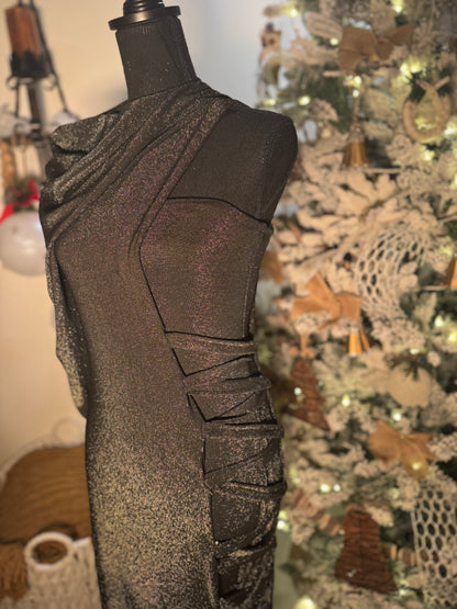 Gold 2 Piece Crossover Gown - Jarix Fashions 