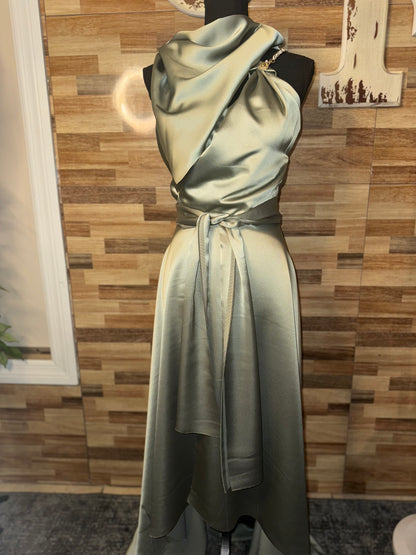 Sage Green Satin Dress - Jarix Fashions 