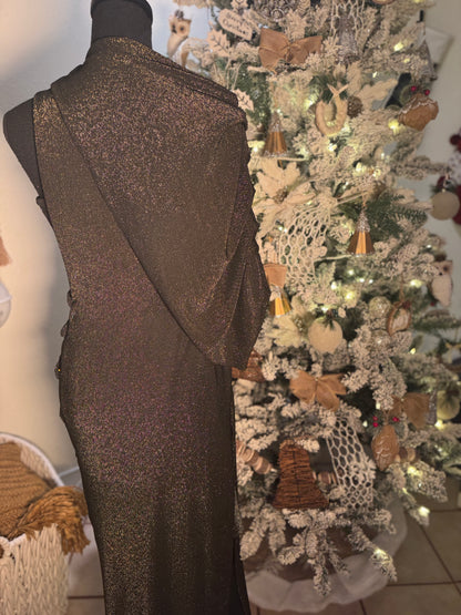 Gold 2 Piece Crossover Gown - Jarix Fashions 