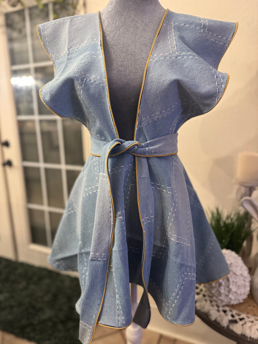 Ruffled Denim Overlay Dress - Jarix Fashions 