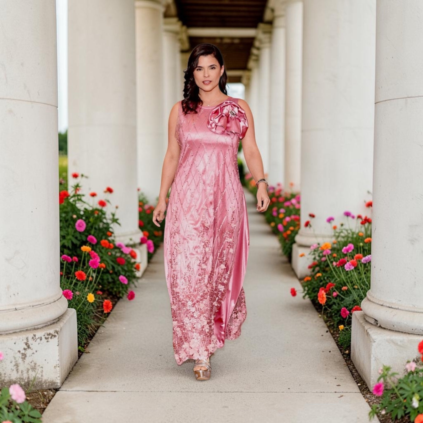 The Pink Rose Bloom Dress (Studio to Runway - Final Sale) - Jarix Fashions 