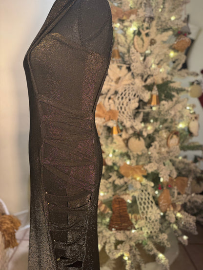 Gold 2 Piece Crossover Gown - Jarix Fashions 