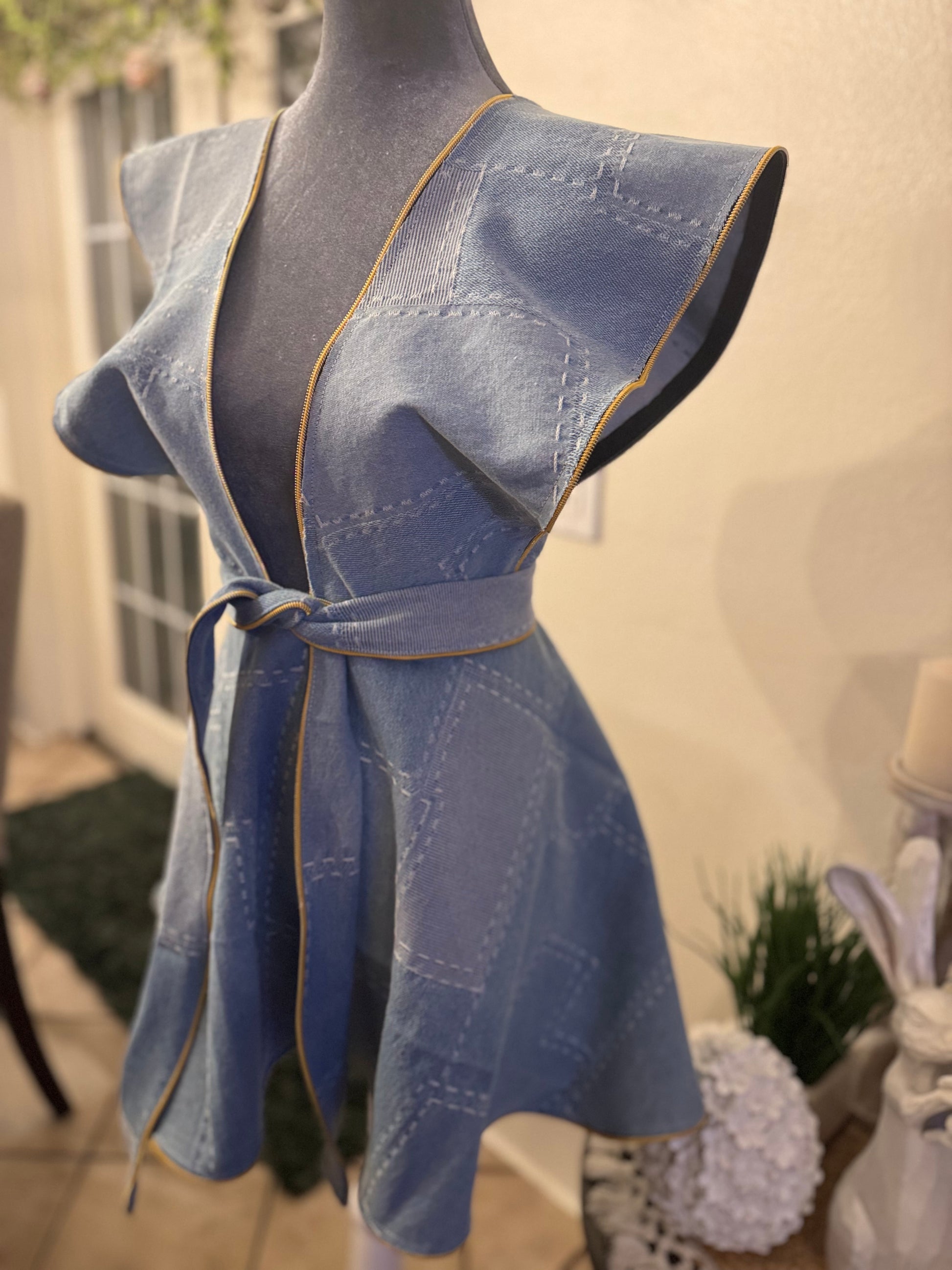 Ruffled Denim Overlay Dress - Jarix Fashions 