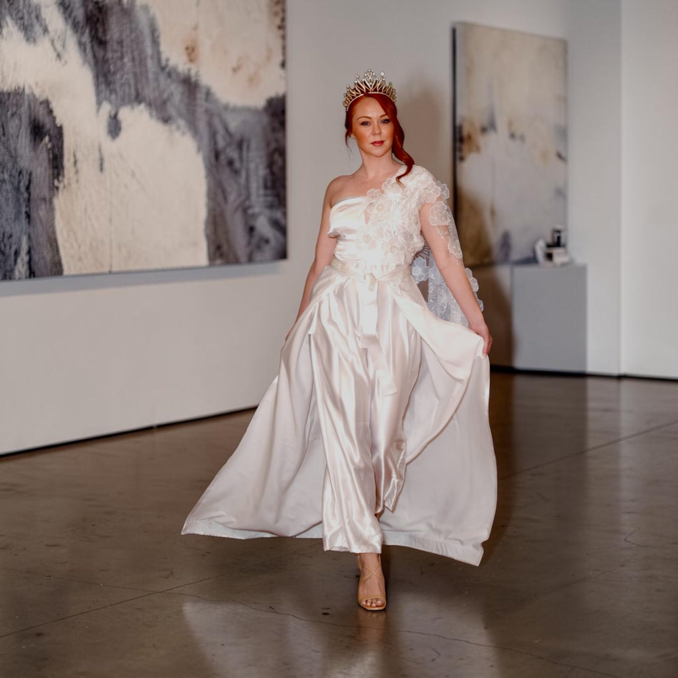 Floral Satin Bridal Romper - Jarix Fashions 