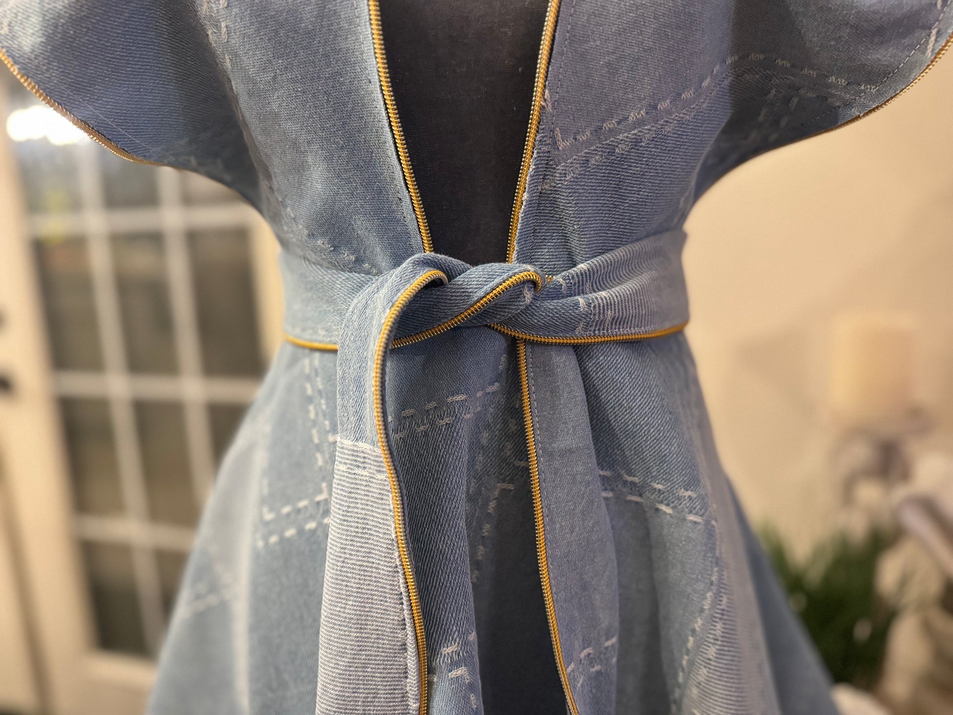 Ruffled Denim Overlay Dress - Jarix Fashions 