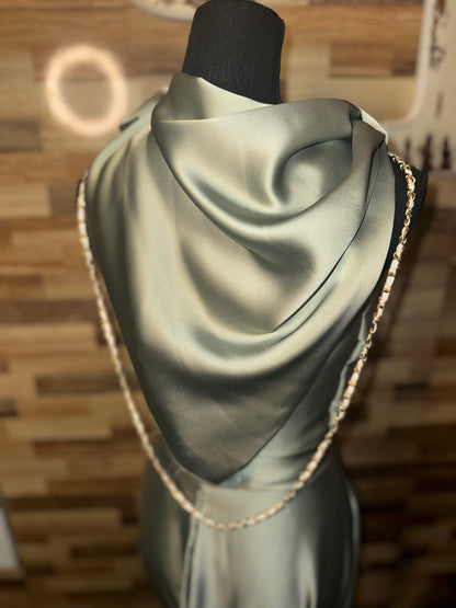 Sage Green Satin Dress - Jarix Fashions 