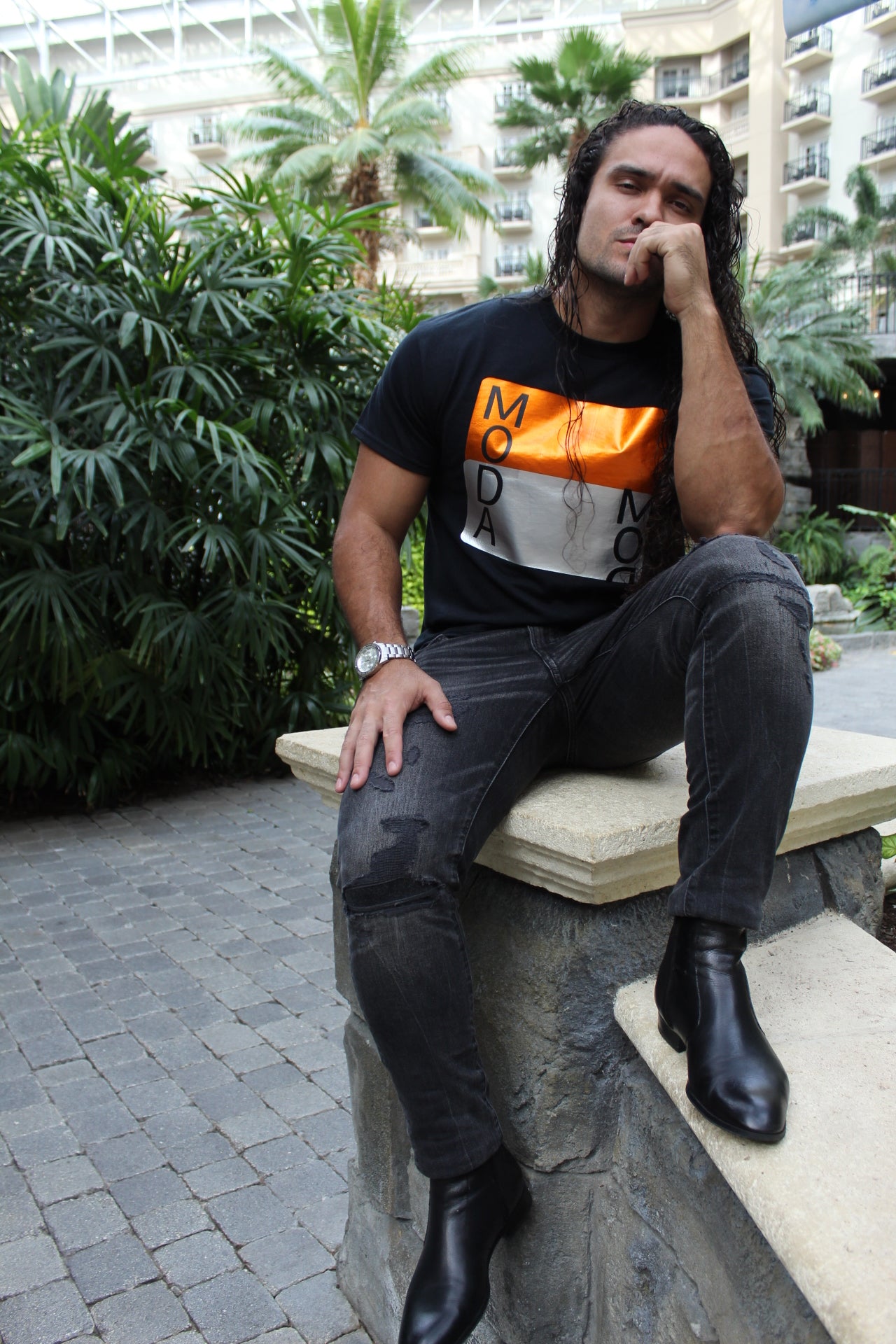 Orange & Silver Moda Tee - Jarix Fashions 