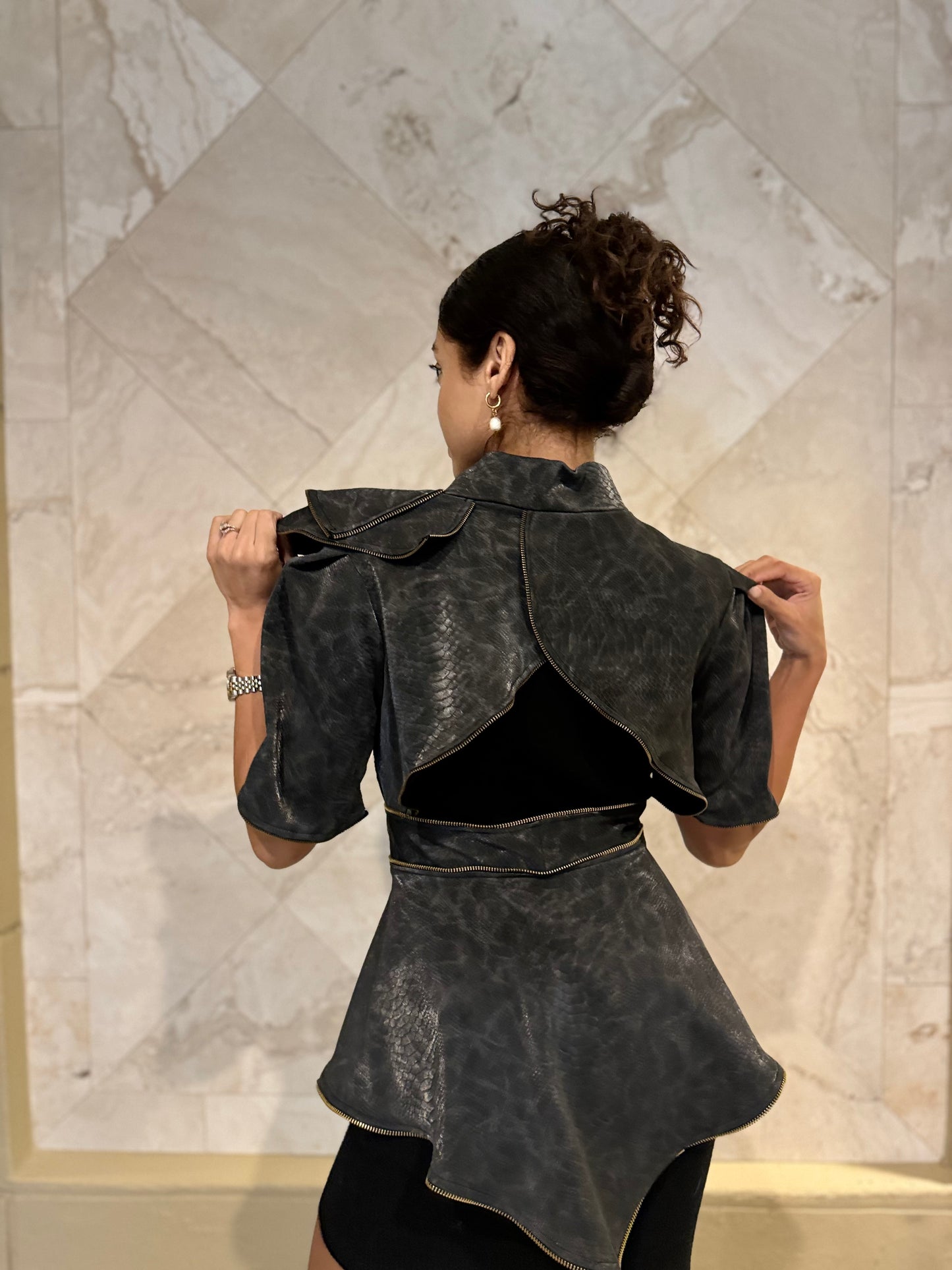 Leather Snakeskin Inspired Jacket - Jarix Fashions 