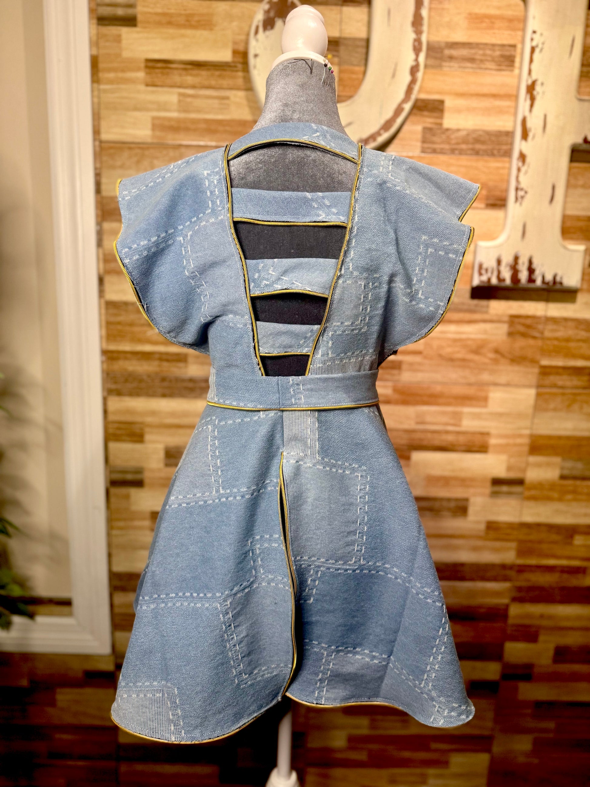 Ruffled Denim Overlay Dress - Jarix Fashions 