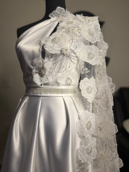 Floral Satin Bridal Romper - Jarix Fashions 