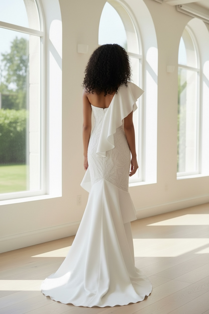 Ivory Bloom Ruffle Gown - Jarix Fashions 