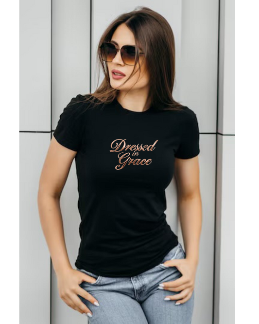 Dressed in Grace Signature Tee - Rosegold Edition - Jarix Fashions 
