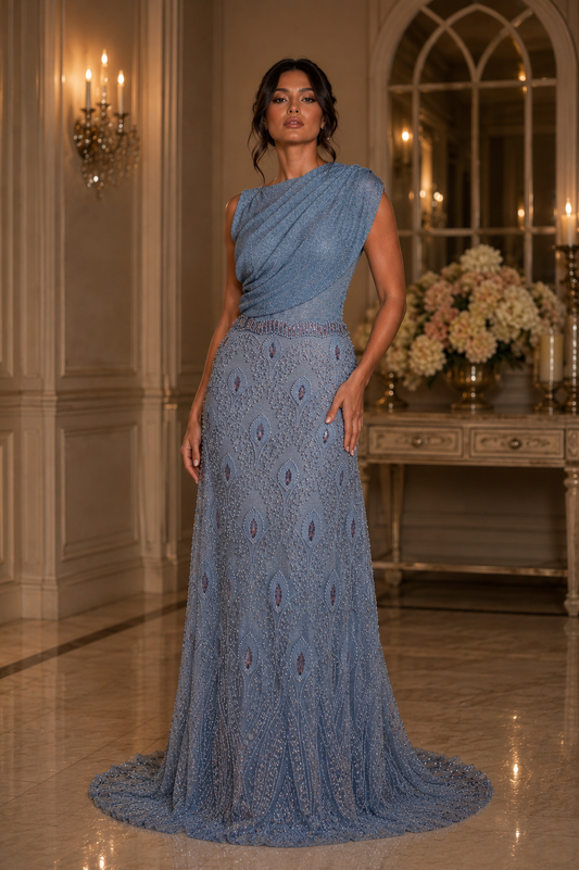 Blue Moonlight Royale Dress - Jarix Fashions 