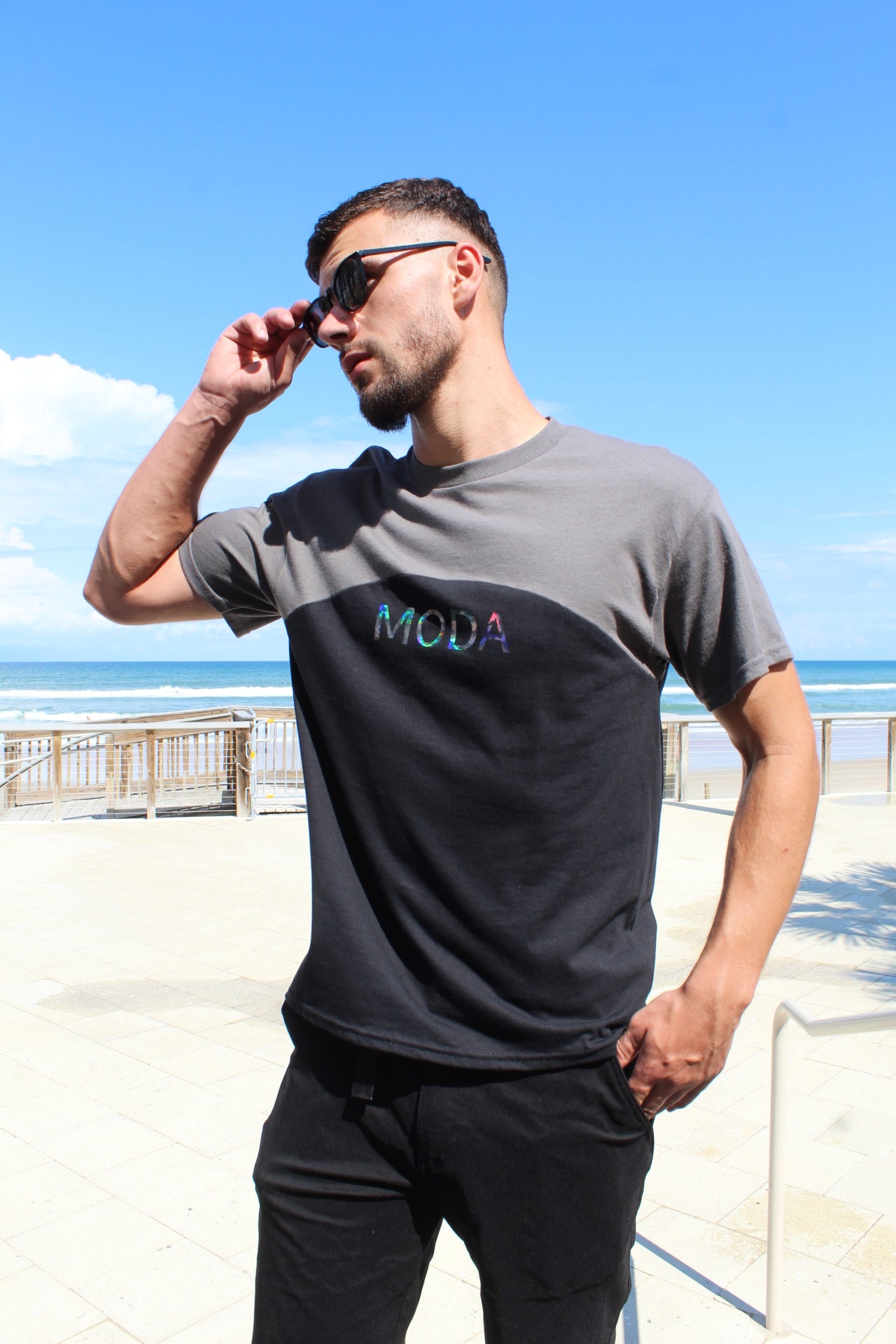 Grey Colorblock Moda Tee