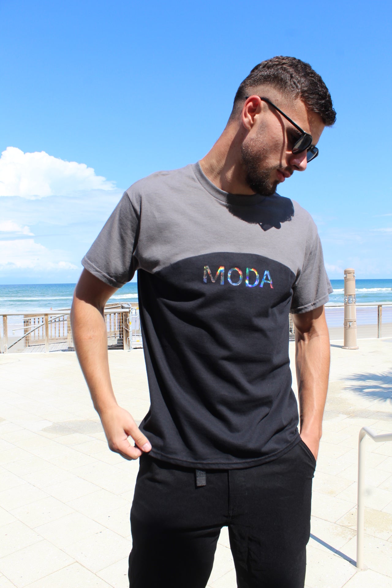 Grey Colorblock Moda Tee