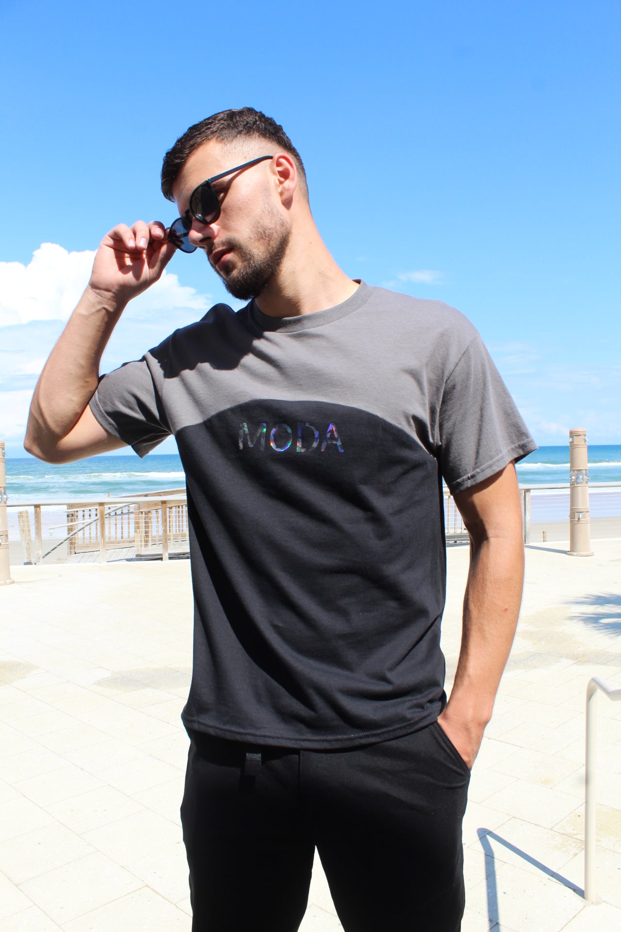 Grey Colorblock Moda Tee