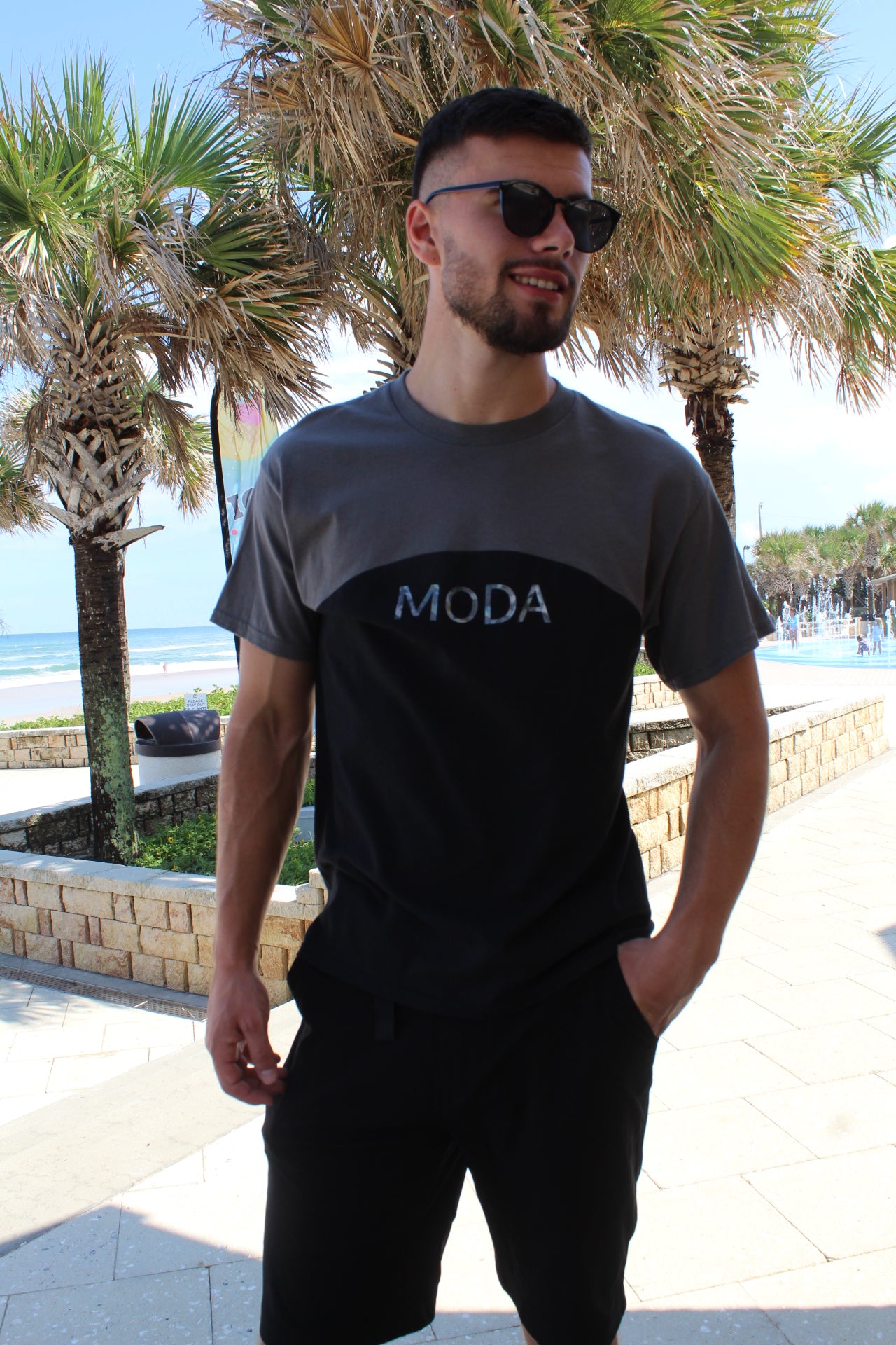 Grey Colorblock Moda Tee