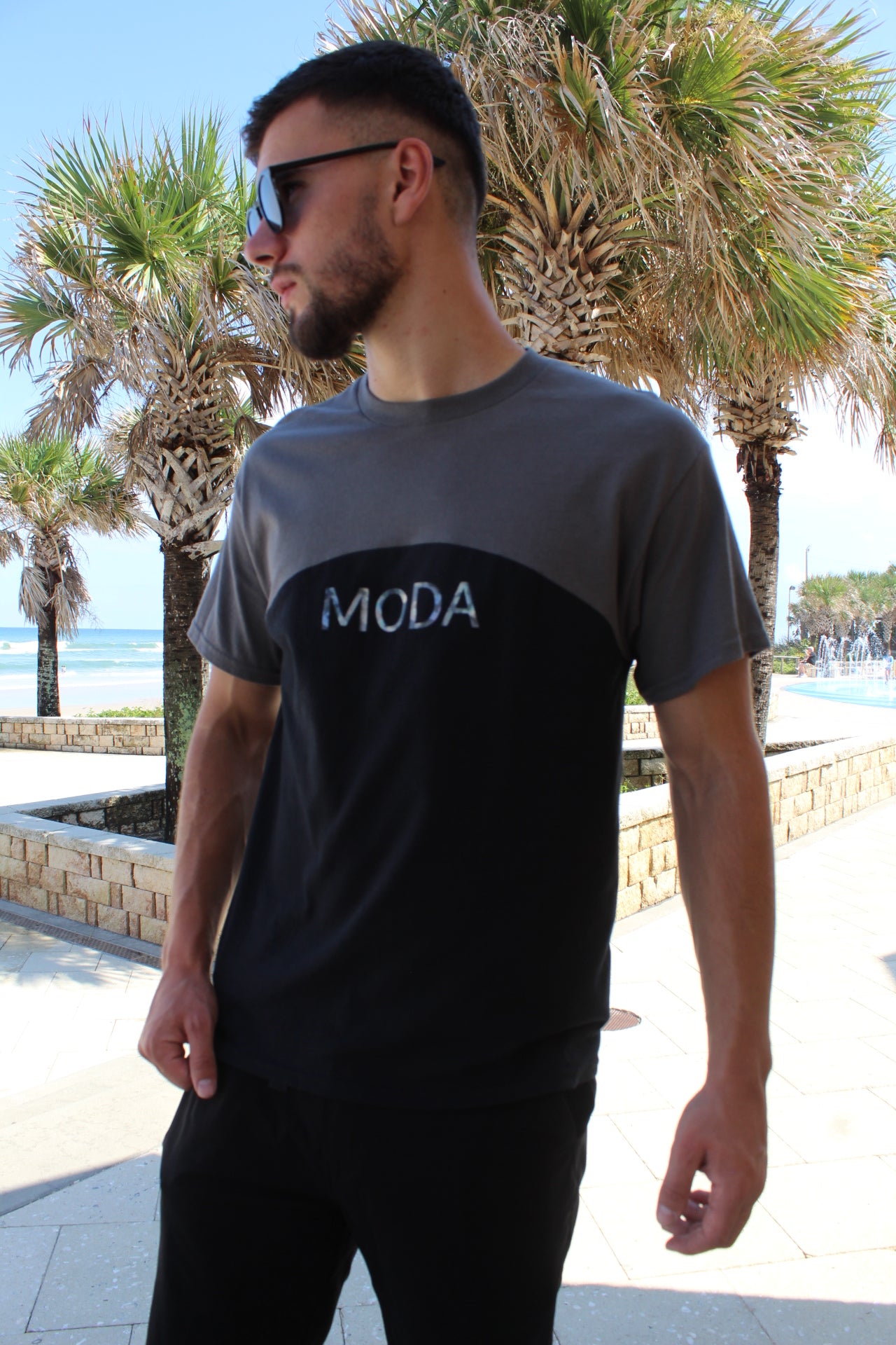 Grey Colorblock Moda Tee