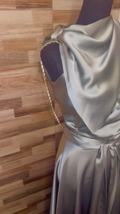 Sage Green Satin Dress