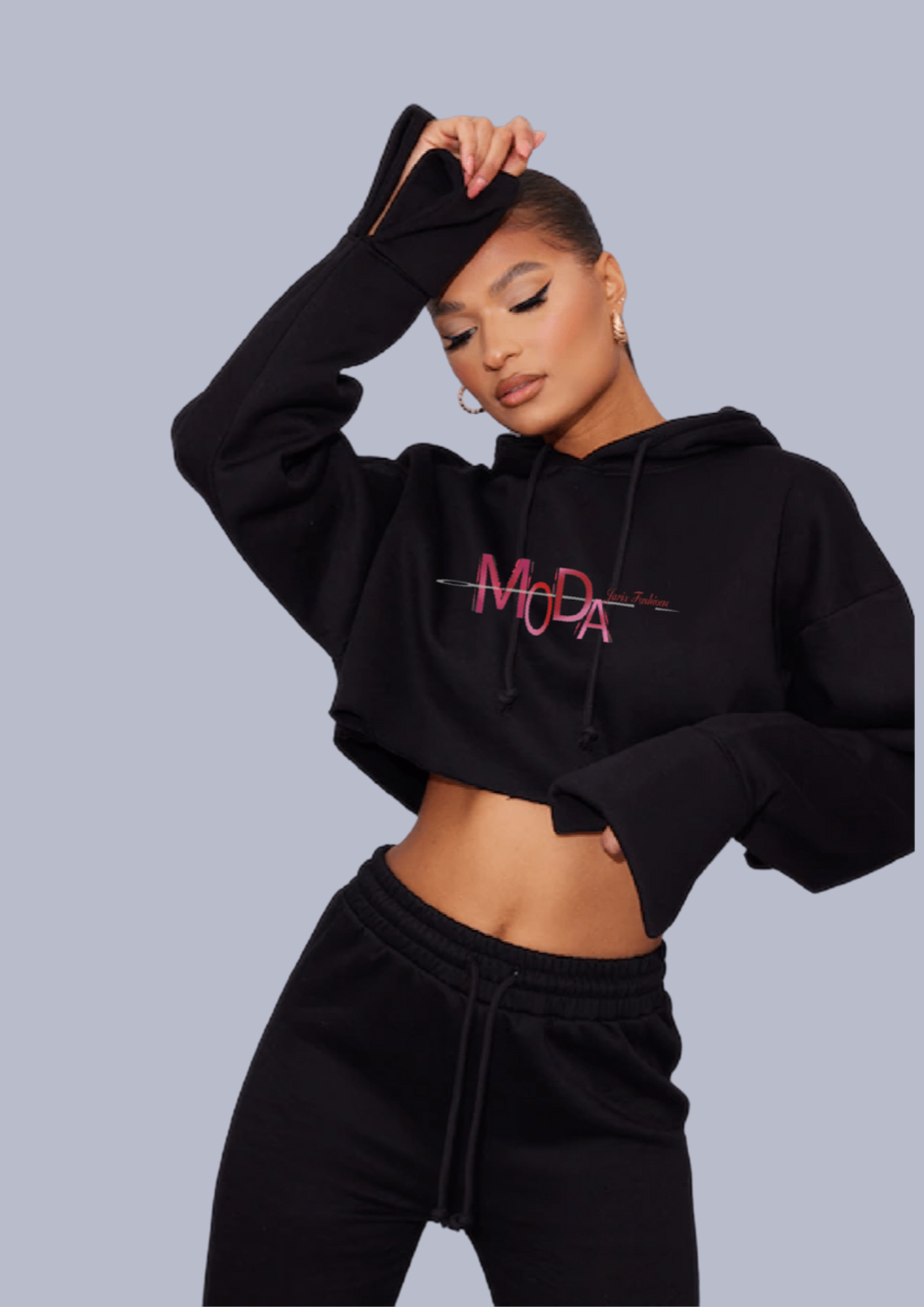 Black Moda Crop Hoodie Jarix Fashions